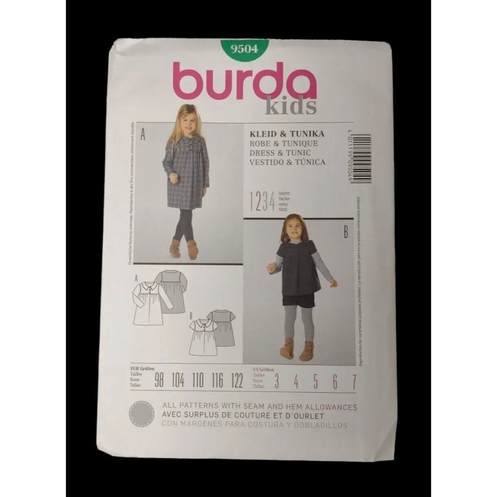 Girls Dress And Tunic Burda Kids Sewing Pattern 9504